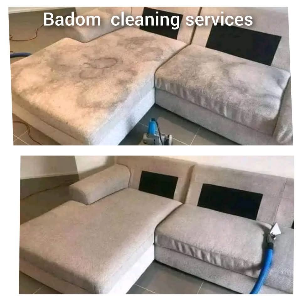 Sofa upholstery before and after cleaning — Badom Cleaning Services Nairobi